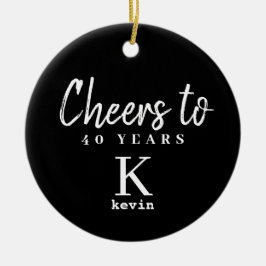 Årsfödelsedag, monogram namn anpassningsbar julgransprydnad keramik