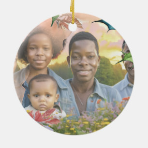 Årsfoto för Red & Grönt-Helgdag jul Julgransprydnad Keramik