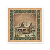 Årshus i Snö Decoupage Papper