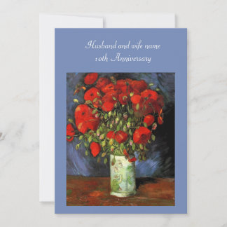 Årsinbjudan. Vas med rödpoppies Inbjudningar