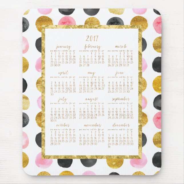 Årskalender 2017 Mousepads Rosa and Guld Dots Musmatta (Framsidan)
