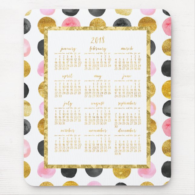 Årskalender 2018 Mousepads Rosa and Guld Dots Musmatta (Framsidan)