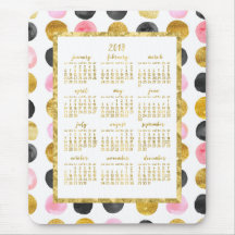 Årskalender 2019 Mousepads Rosa and Guld Dots