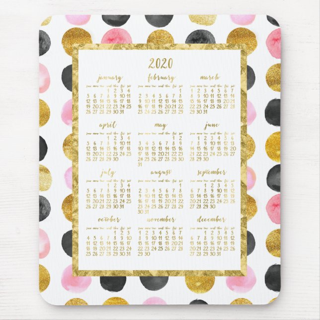 Årskalender 2020 Mus mattor Rosa och Guld Musmatta (Framsidan)
