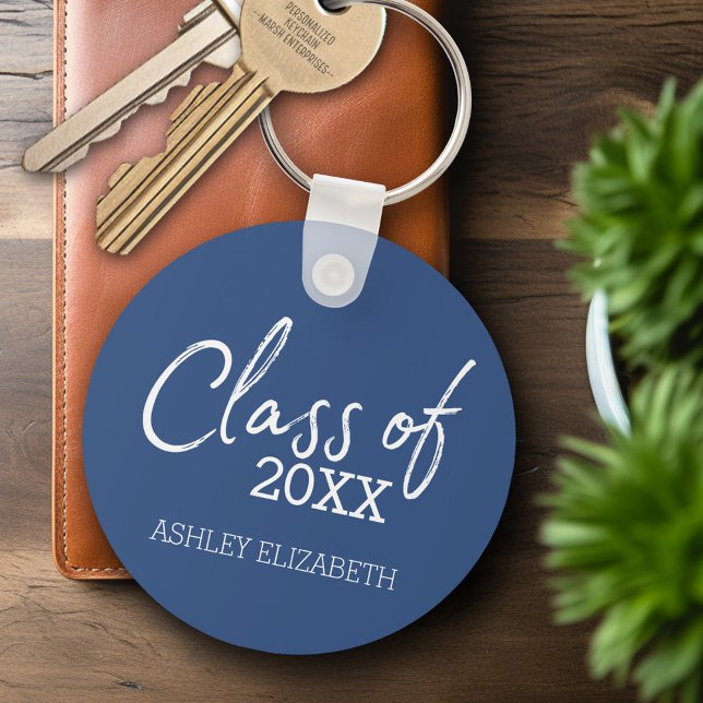 Årsklass ÅR - Modern skrift - Examenfest Nyckelring (Personalized Keychain - Graduation Party Favor)
