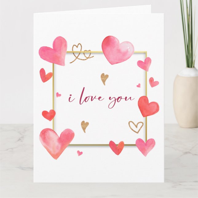 Årskort för vattenfärg Valentines day Kort (Framsida)