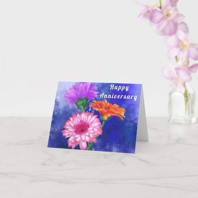Årskort med tre Färg-Gerberas Kort (Orkide)