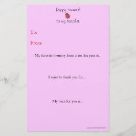 Årslärare tackkort brevpapper