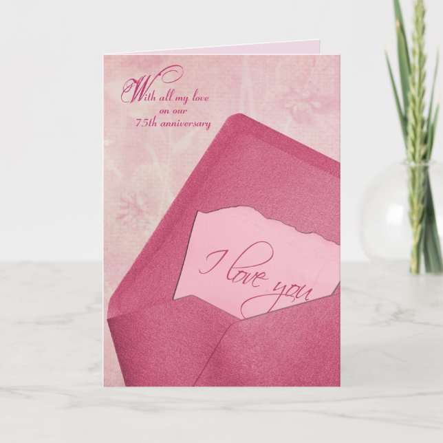 Årsmeddelande om 75:e bröllop i kuvert helgkort (Framsida)