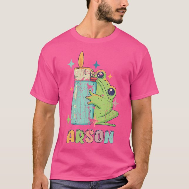 Arson Cute Frog med lättare Grönt på djur. T Shirt (Framsida)