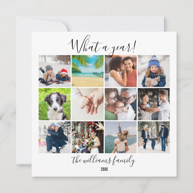 Årsöversikt Foto Collage Vilket År Julkort (Framsida)