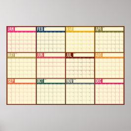 Årsöversikt Odatad Vintage Väggkalender Poster