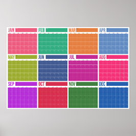 Årsöversikt Odeaterad Färgglad Väggkalender Poster