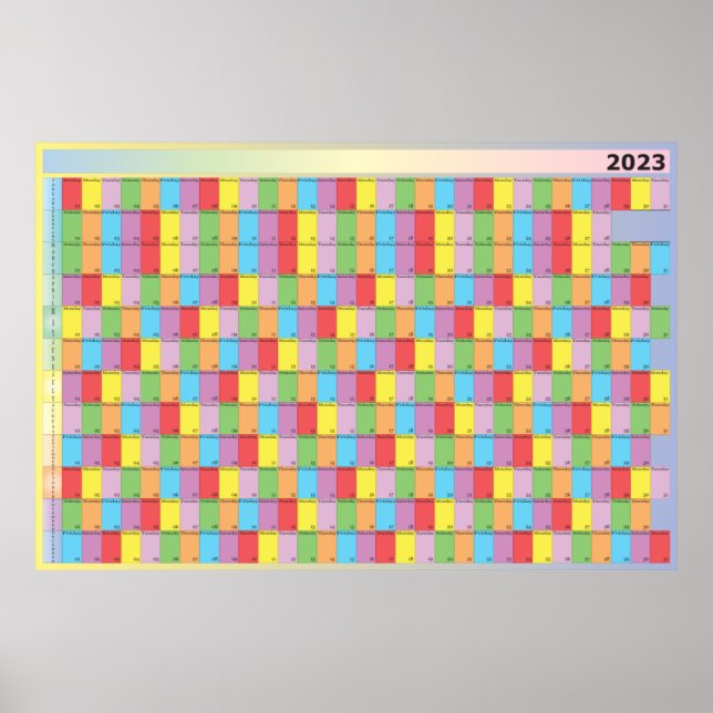 Årsplanering 2023 - veckodag i färg poster (Framsidan)