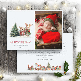 Årsrapport för julfamiljen Cute Funny Bunnies Julkort