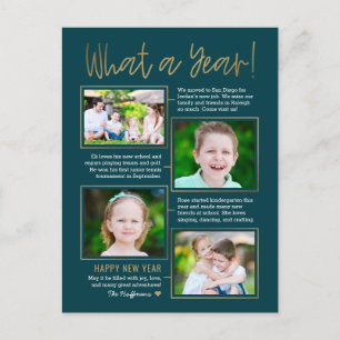 Årssammanfattning Redigerbar färg Nyårskort Helg Vykort