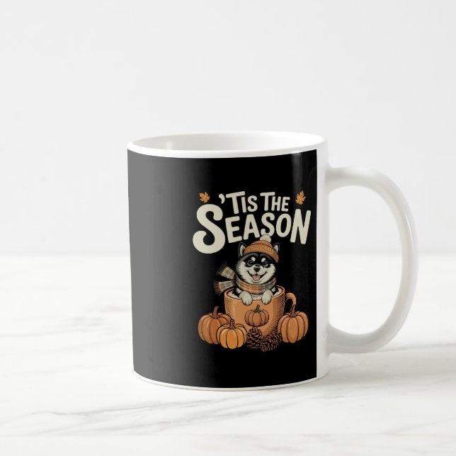 Årstiden Är Här Shi Inu Höst Kaffe Höst Pumpa  Kaffemugg (Höger)