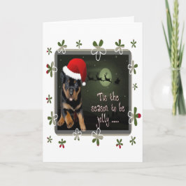 Årstiden att vara glatt Söt Puppy Julhälsningar Helgkort