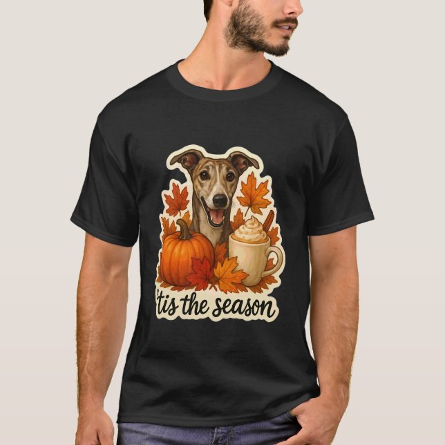Årstiden Gråhund Hund Höst Pumpkin S T Shirt (Framsida)