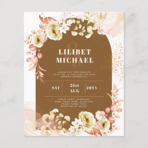 Årstider Fall Earthen Mix Boho Blommig Bröllop Flygblad