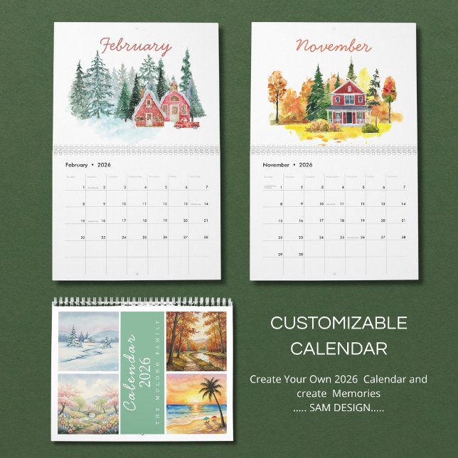 Årstider Vattenfärg Kalender 2026 | Konstnärlig Na (Skapare uppladdad)