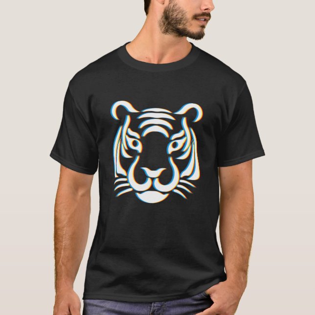 Arsty Tiger Ansikte | Linje Teckning 2022 års T T Shirt (Framsida)