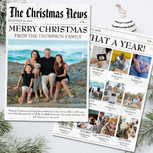 Årsvisa bild i tidningsnyhetsbladets julfamilj julkort