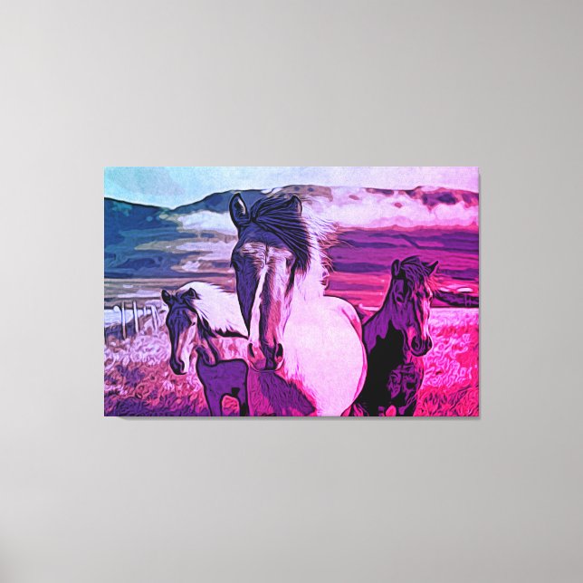 *~* Art 3 Horses - Mustangbergen Equine AR22 Canvastryck (Framsida)