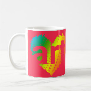 Art Älskare, Big Heart med ord Art, Kreativ Art Kaffemugg