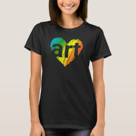 Art Älskare, Big Heart med ord Art, Kreativ Art T Shirt