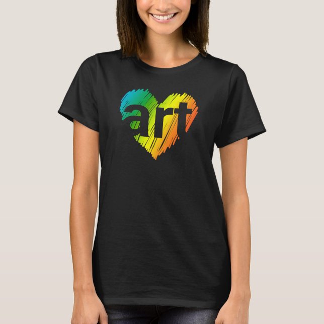 Art Älskare, Big Heart med ord Art, Kreativ Art T Shirt (Framsida)