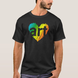 Art Älskare, Big Heart med ord Art, Kreativ Art T Shirt