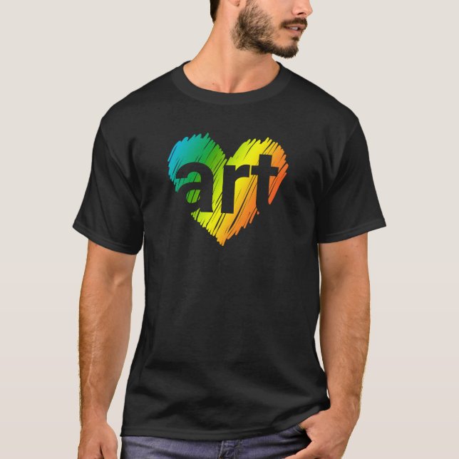 Art Älskare, Big Heart med ord Art, Kreativ Art T Shirt (Framsida)