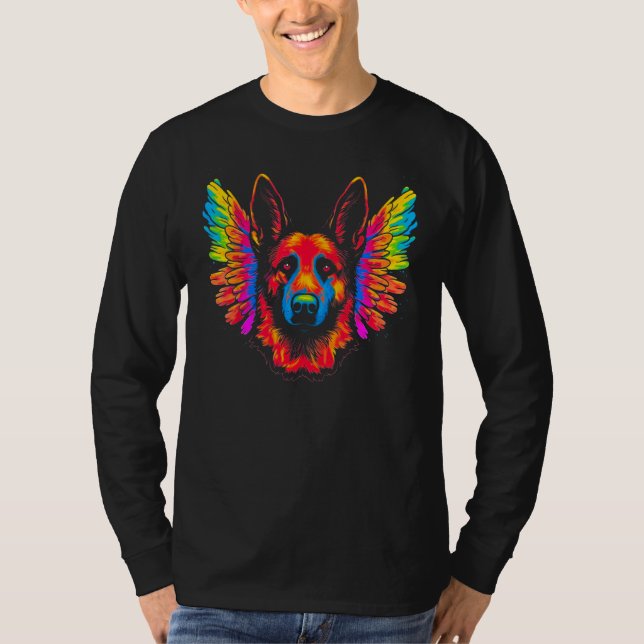 Art Angel Heaven German Shepherd Dog T Shirt (Framsida)
