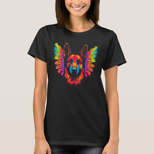 Art Angel Heaven German Shepherd Dog T Shirt (Framsida)