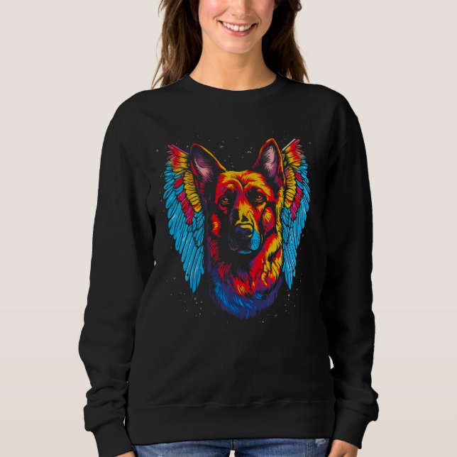 Art Angel Wings German Shepherd Dog T Shirt (Framsida)