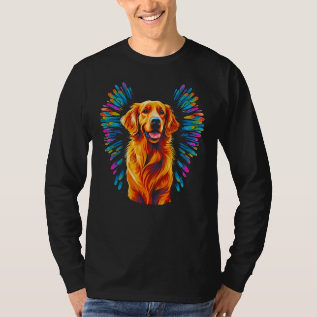 Art Angel Wings Heaven Golden Retriever Dog T Shirt (Framsida)