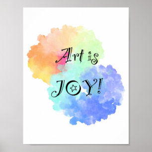 Art är Joy-regnbågmolnet med roligt svart text Poster