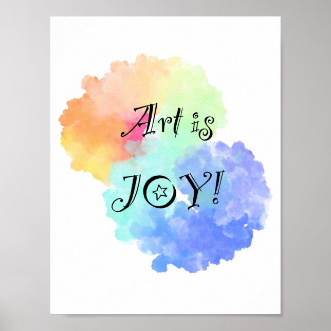 Art är Joy-regnbågmolnet med roligt svart text Poster (Framsidan)
