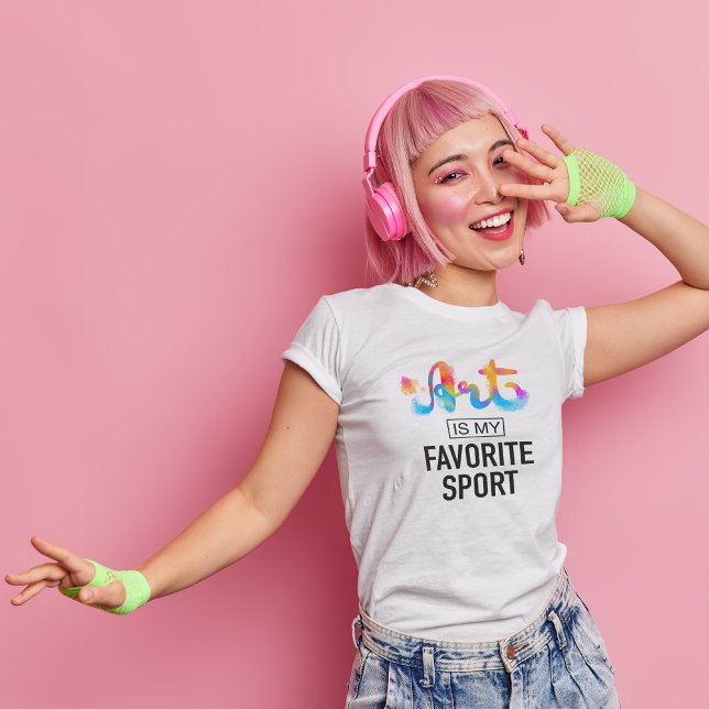 Art är Min favoritsport Roligt Student Lärare Whit T Shirt (Skapare uppladdad)