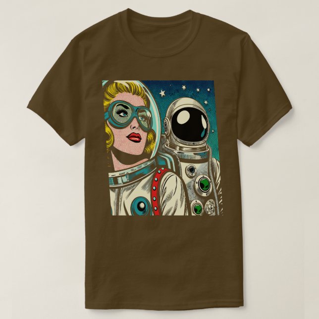 Art Astronauter i rymden Tecknad Bok Stil T Shirt (Design framsida)