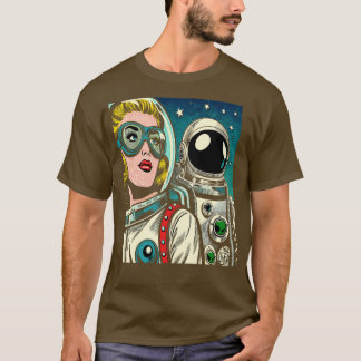 Art Astronauter i rymden Tecknad Bok Stil T Shirt