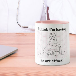 Art Attack Funny Mona Lisa EKG Cardiology Pun Mugg