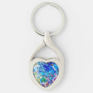 Art av färg palett twisted heart silverfärgad nyckelring