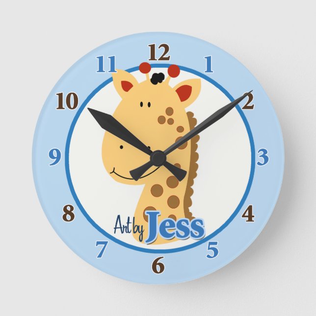 Art av Jess Giraffe Clock Rund Klocka (Framsida)