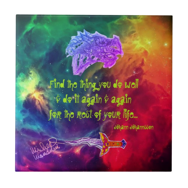 Art av Micheal inspirational Dragon Ceramic Tile Kakelplatta (Framsidan)