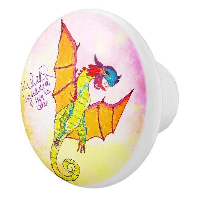 Art av Micheal Sangria Dragon Ceramic Knob Knopp (Höger)