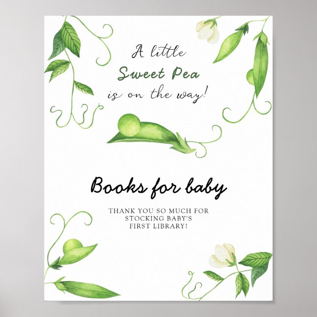 Ärt baby shower - böcker för bebis poster (Framsidan)