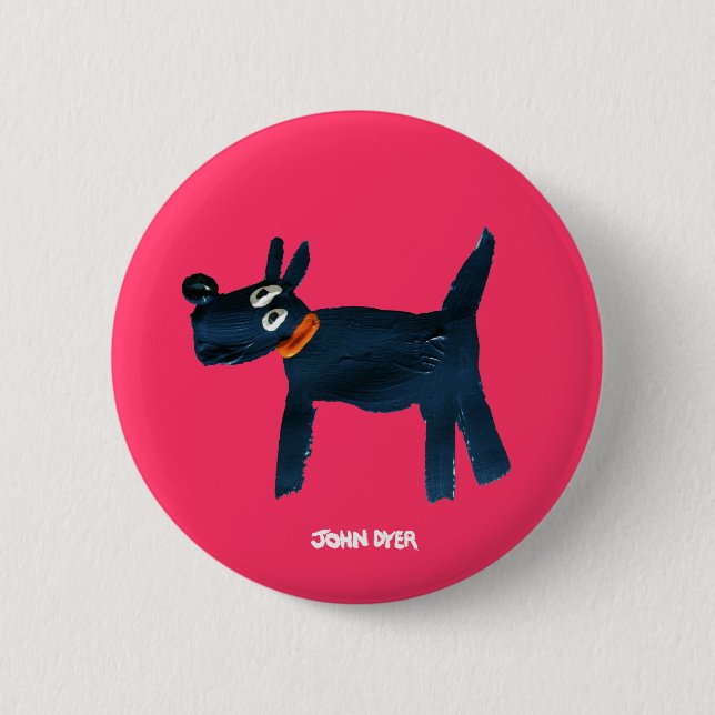 Art Badge Button: John Dyer Scotty Hund, Bella Knapp (Framsida)