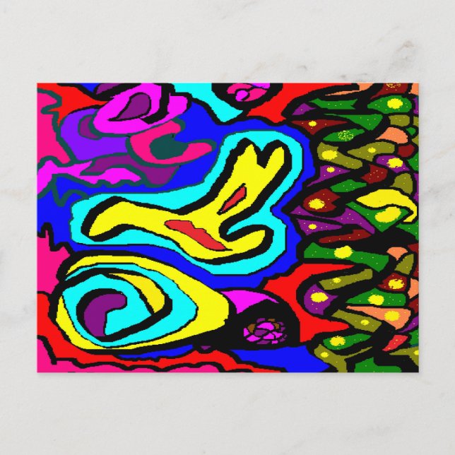 Art bild med mycket färg-ljus och  vykort (Framsida)